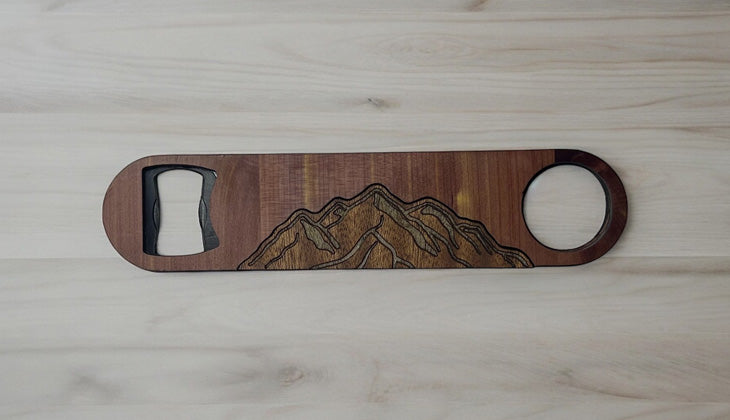 Wooden Bottle Openers - Dark Wood Mountains On Cedar