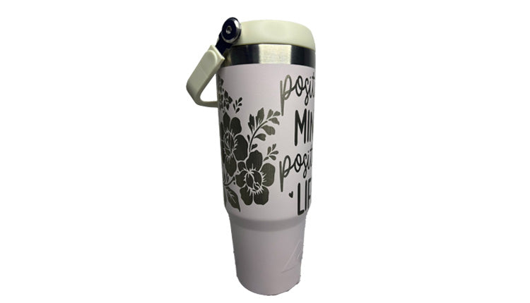 Personalized 30 oz tumbler with screw on lid and straw- custom cup - positive - laser etched - engraved