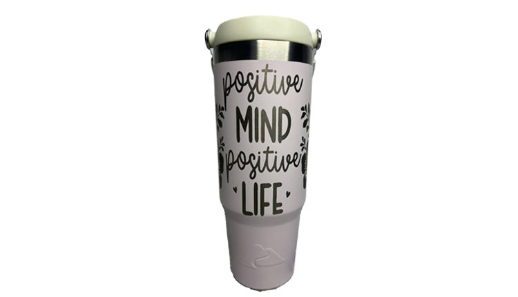 Personalized 30 oz tumbler with screw on lid and straw- custom cup - positive - laser etched - engraved