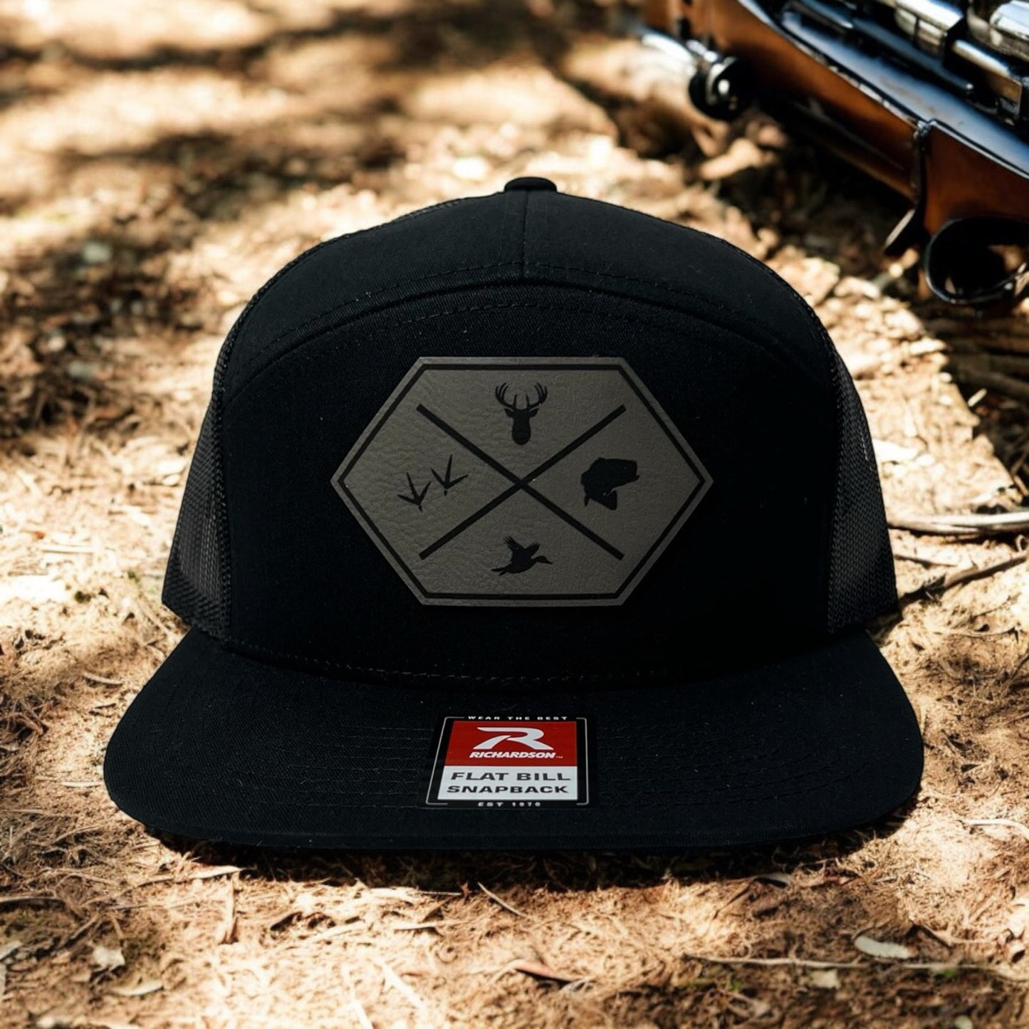 Wild Game - Sportsman Hat - Black with Grey Patch - Richardson 168 Flat Bill