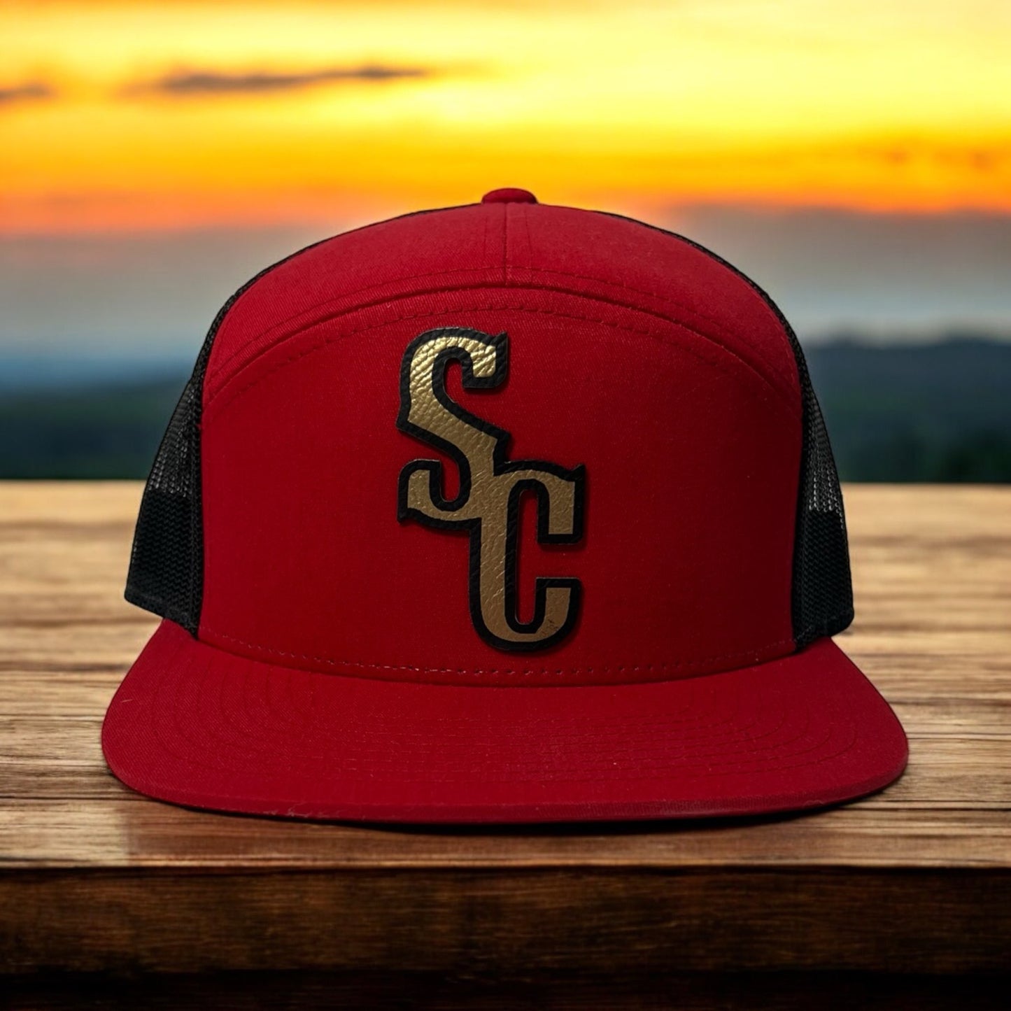 South Carolina Hat - Black/Red with Black/Gold Patch - Richardson 168 Flat Bill