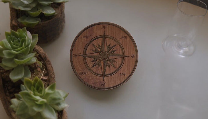 Compass - 4" Coaster with Cork Bottom
