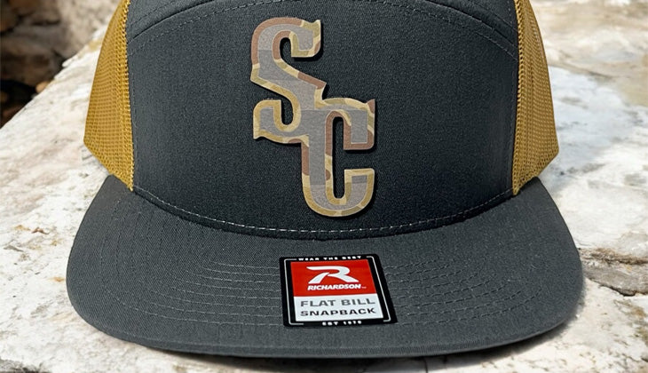 South Carolina Hat - Grey/Gold with Duck Camo Patch - Richardson 168 Flat Bill