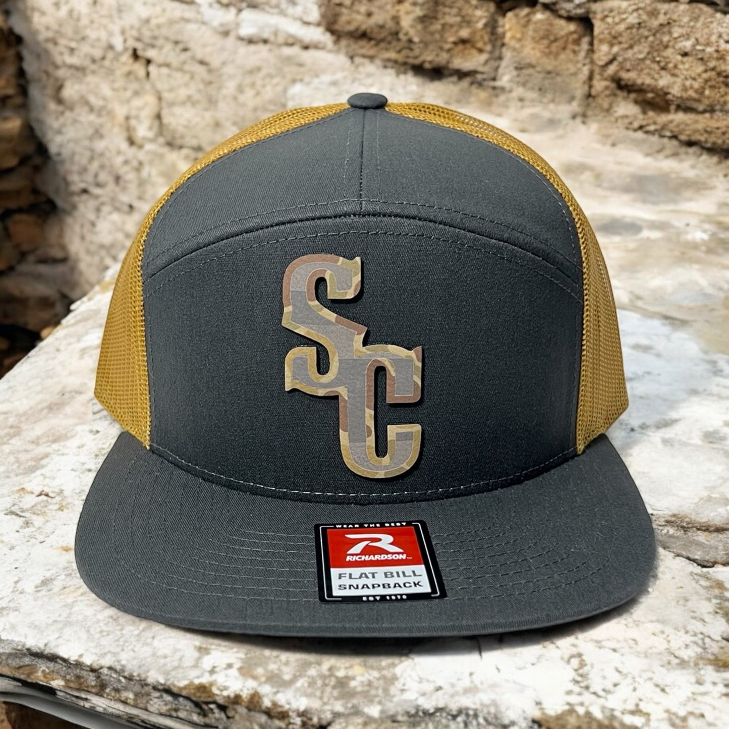 South Carolina Hat - Grey/Gold with Duck Camo Patch - Richardson 168 Flat Bill