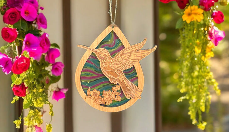 Hummingbird - Laser Cut Wooden Suncatchers with Transparent Acrylic