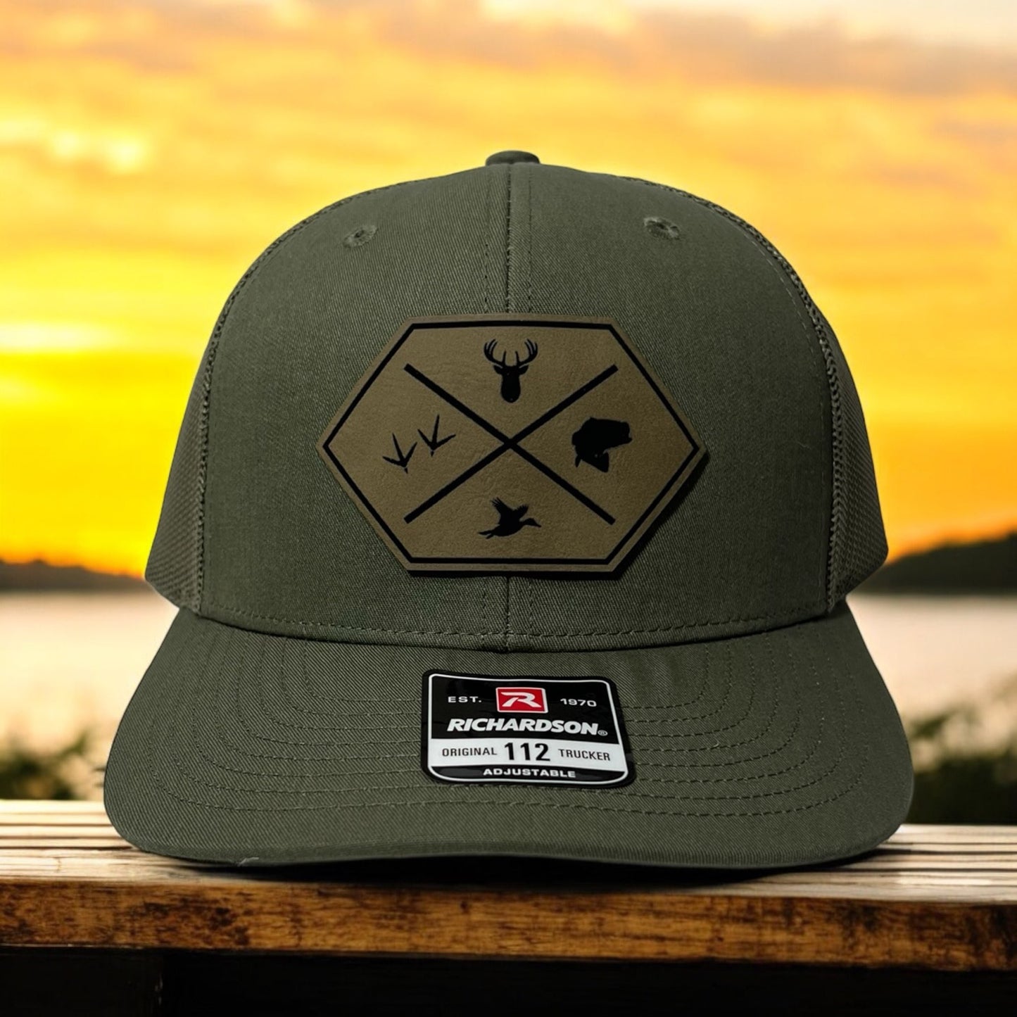 Wild Game - Sportsman Hat - Olive Green with Tan/Black Patch - Richardson 112 Flat Bill