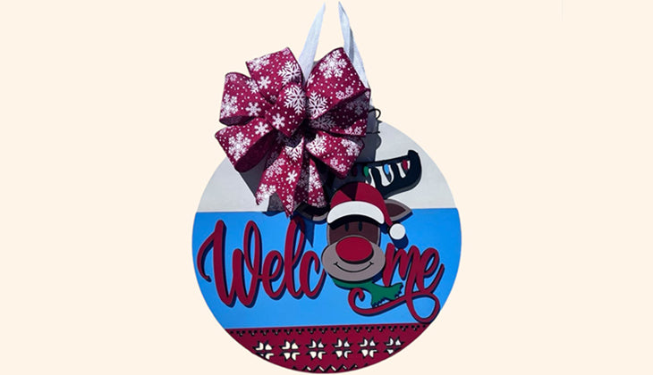 A Christmas Reindeer Welcome - Door Hanger