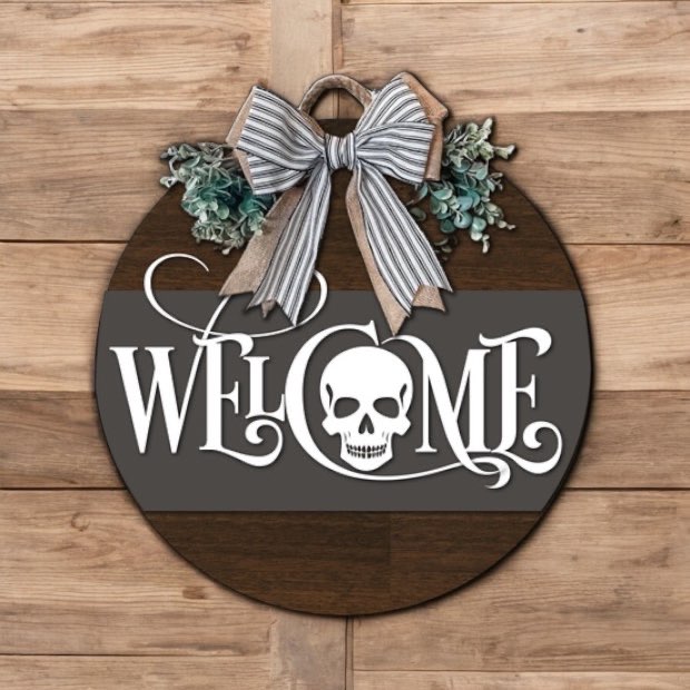 Welcome - Welcome Elegant Skull - Door Hanger