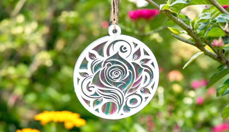 White Rose - Laser Cut Wooden Suncatchers with Transparent Acrylic