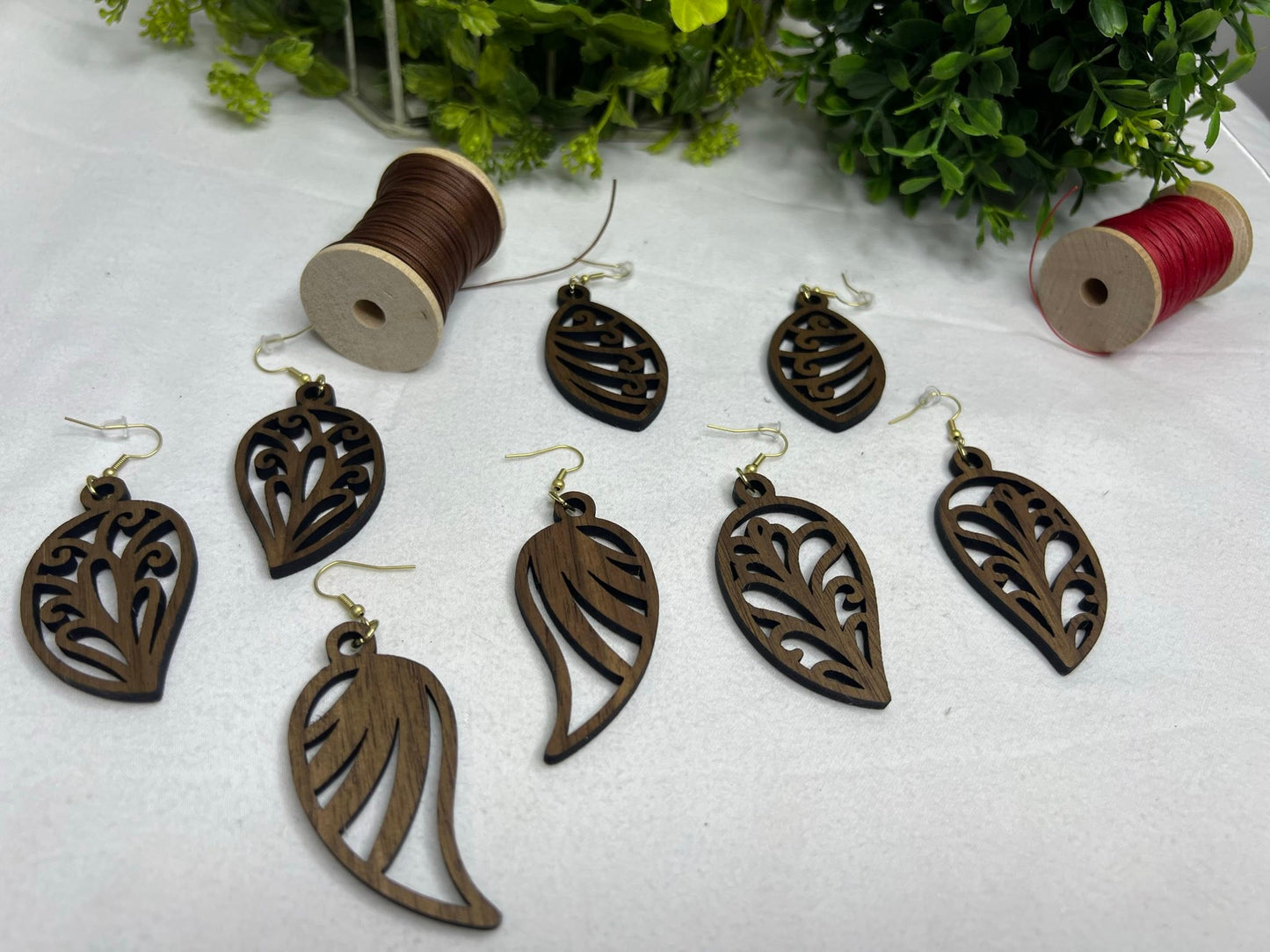 Wood Earrings-Solid Walnut-1/8" - Set B