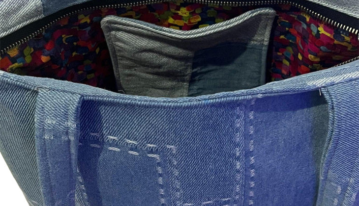 Jean Purse - Denim Bag - Patchwork Purse - Tote - Zippered