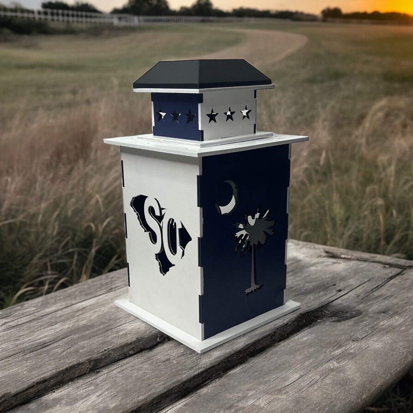 Custom State - Solar Powered Lanterns (Finished) - Cozy Porch Laser Cut Wooden Lantern