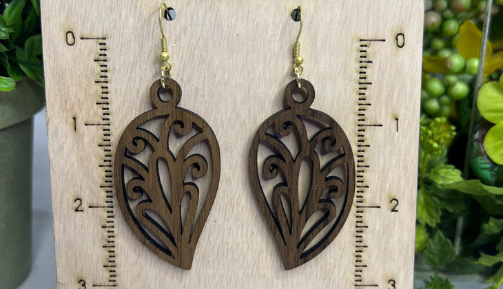 Wood Earrings-Solid Walnut-1/8" - Set A
