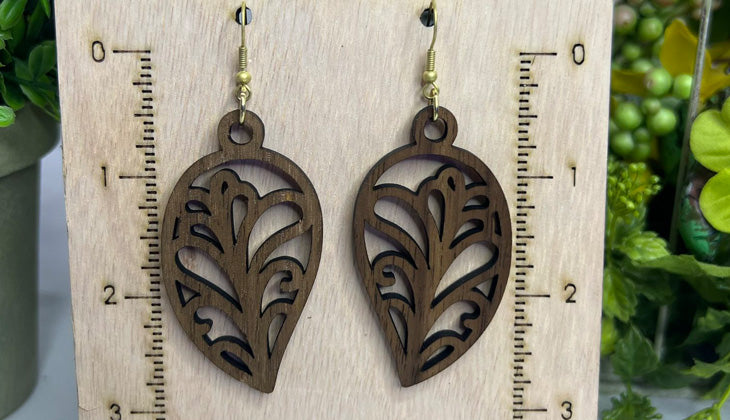 Wood Earrings-Solid Walnut-1/8" - Set B