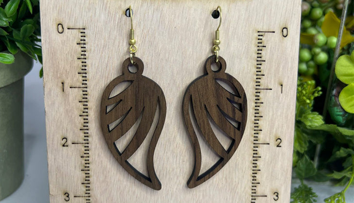 Wood Earrings-Solid Walnut-1/8" - Set D