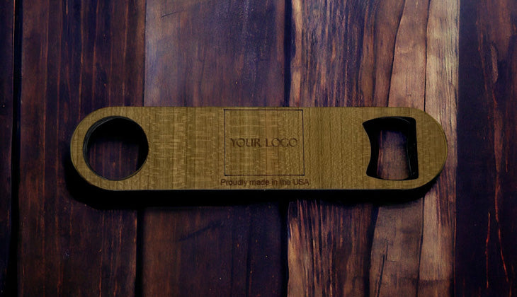 Customizable Handcrafted Wooden Bottle Opener-Laser Engraved and Cut - Lacquer Finish - Made in USA - Natural Hardwood - Long Lasting