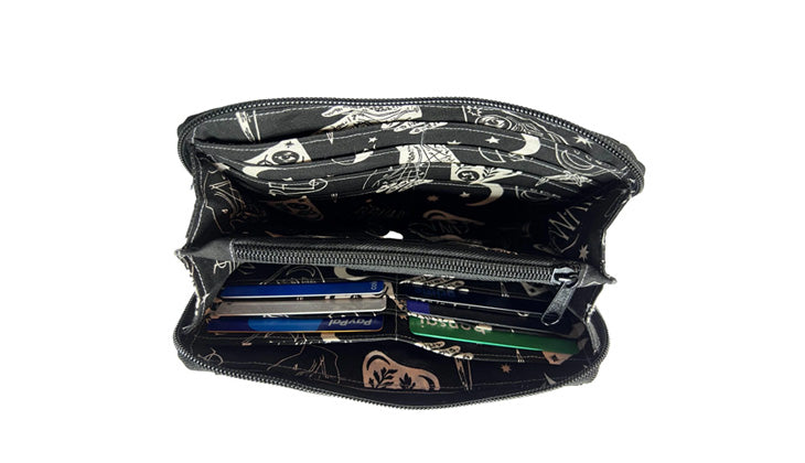 Black Magic Wallet - gothic- ritual - Palm reading - Beware - Wicked - Zippered