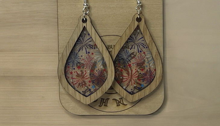 4th of July - Fireworks - Tear Drop - Earrings