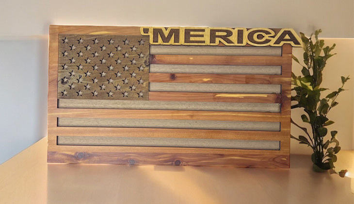 American Flag - 'Merica - Laser Cut and Lacquered Cedar