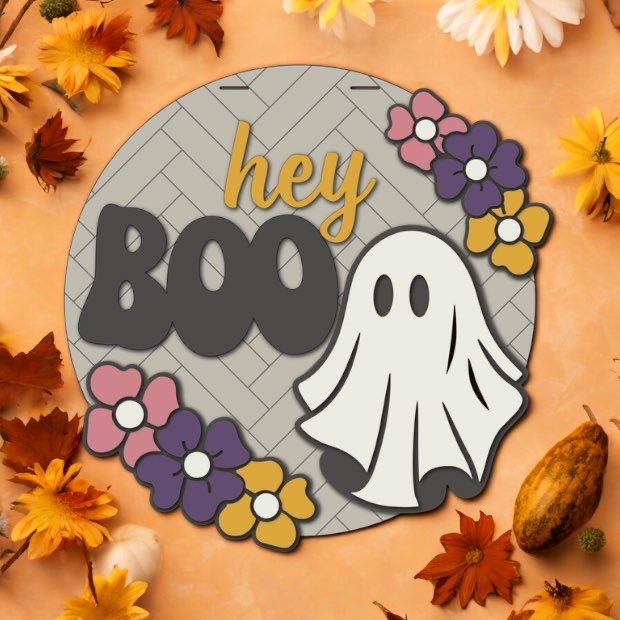 Hey Boo Ghost - Halloween Door Hanger