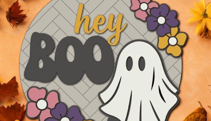 Hey Boo Ghost - Halloween Door Hanger