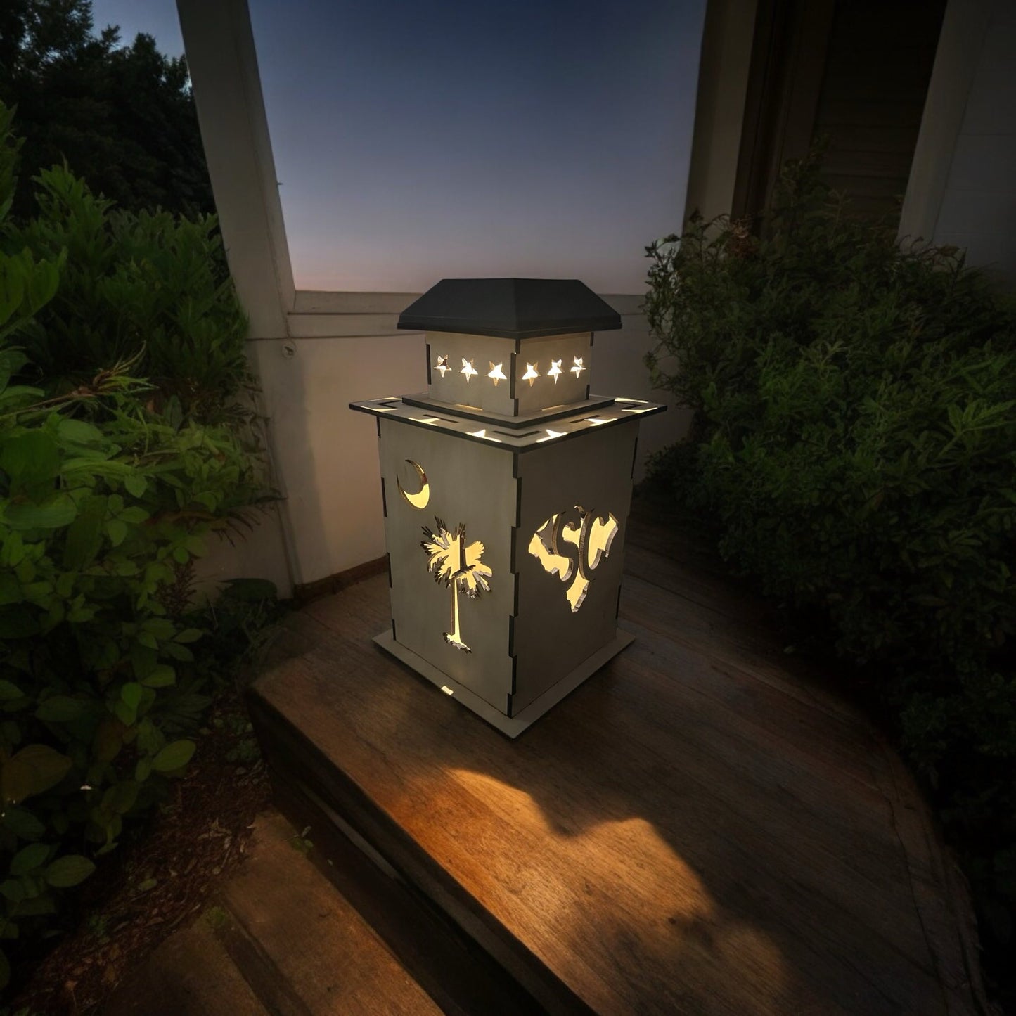 Custom State - Solar Powered Lanterns (Unfinished) - Cozy Porch Laser Cut Wooden Lantern