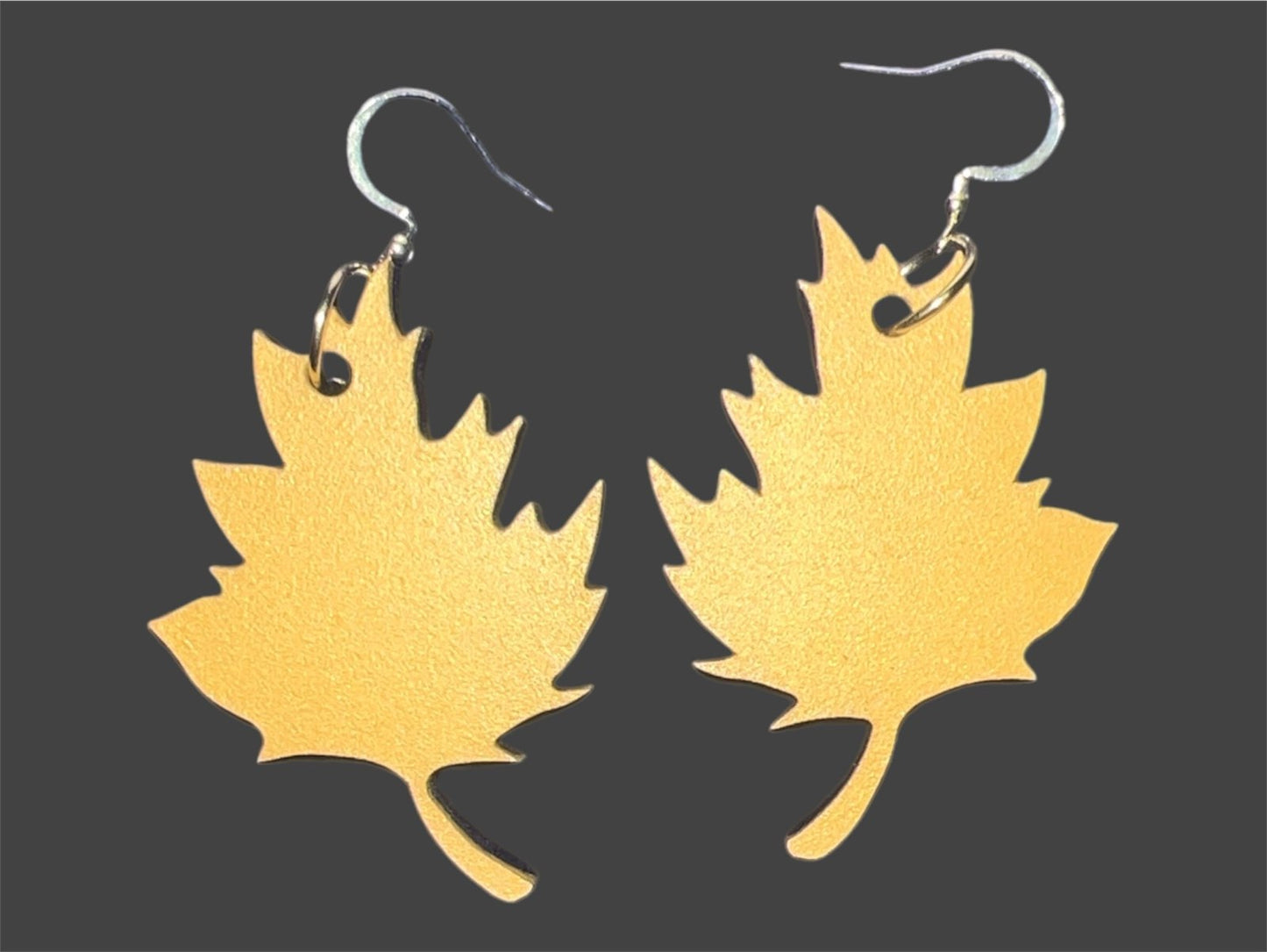 Fall/Autumn - Wood Earrings w/14k hook - Painted - Yellow Leaf