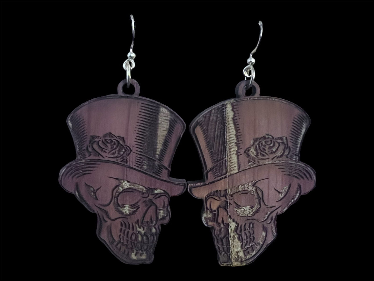 Halloween - Skull w/ Top Hat - Earrings